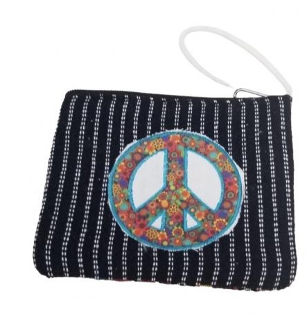 Wholesale Cotton peace sign coin PURSE