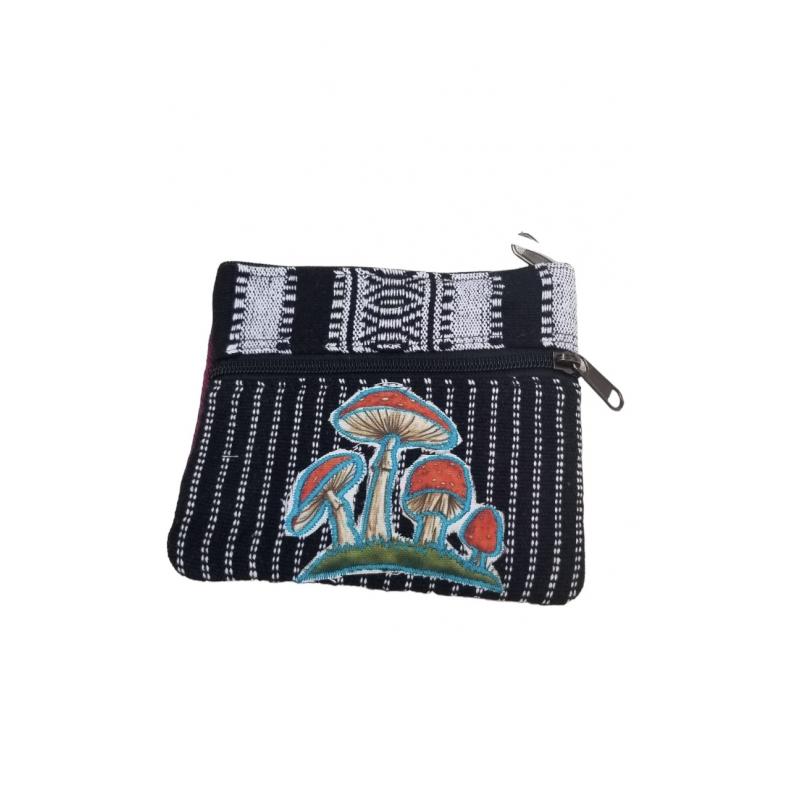 Wholesale Cotton Peace Two Zipper Mushroom COIN PURSE