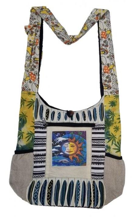 Wholesale Cotton Hemp SUN Moon Side Pocket Sling Bag
