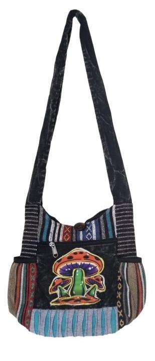 Wholesale COTTON Mushroom Side Pocket Mini Sling Bag