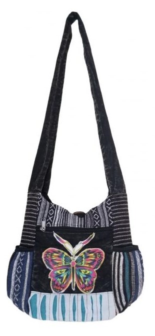 Wholesale COTTON Butterfly Side Pocket Mini Sling Bag