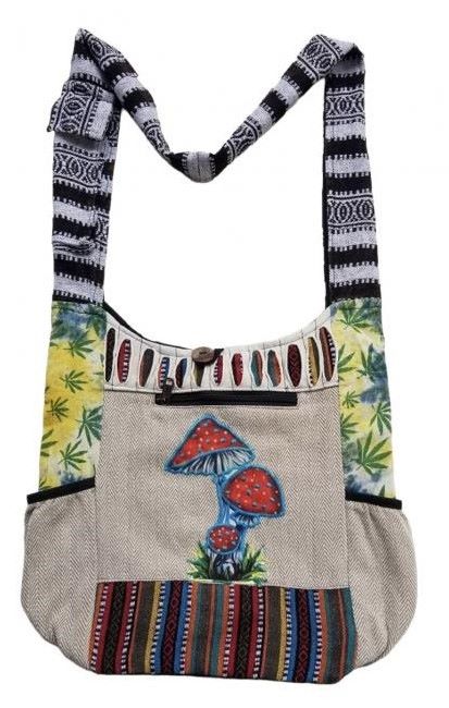 Wholesale Cotton Hemp Mushroom TIE Dye Side Pocket Sling Bag