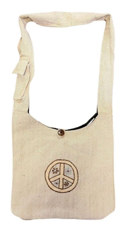 Wholesale Hemp Hand Made Peace SIGN Hobo Bag