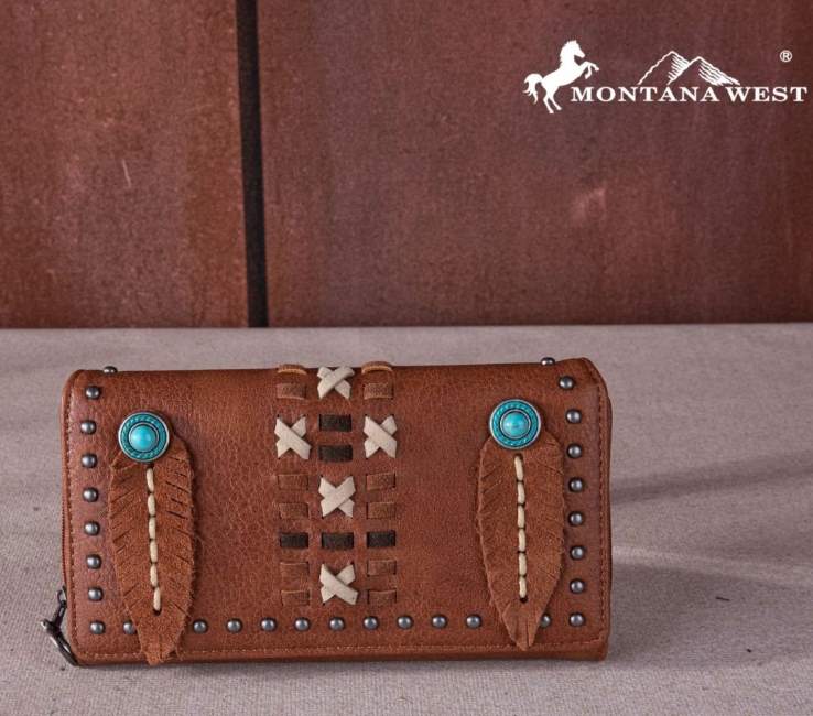Montana West Feather Collection WALLET Brown