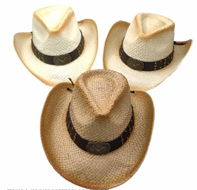 Wholesale Woven Cowboy HAT with Metal Eagle Design