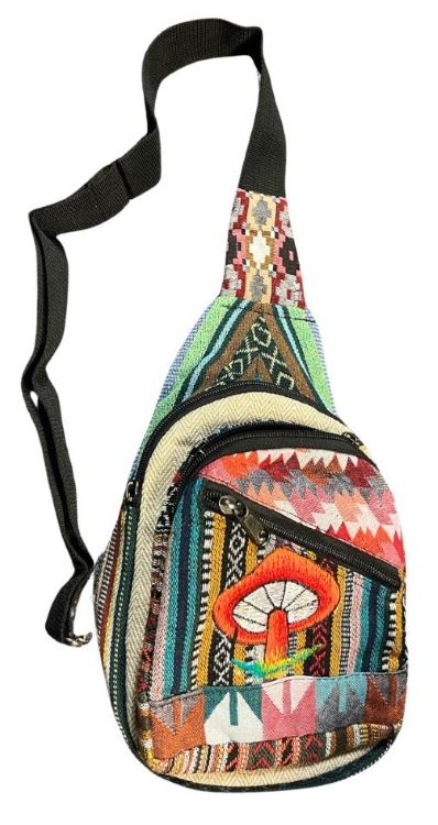 Wholesale Handmade COTTON Embroiled Mushroom Crossbody Backpack