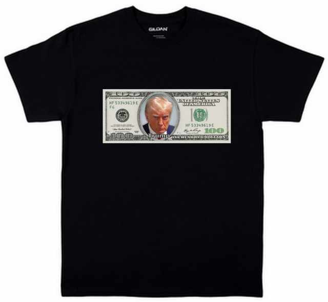 Trump 100 DOLLAR Bill Black Color T-shirt