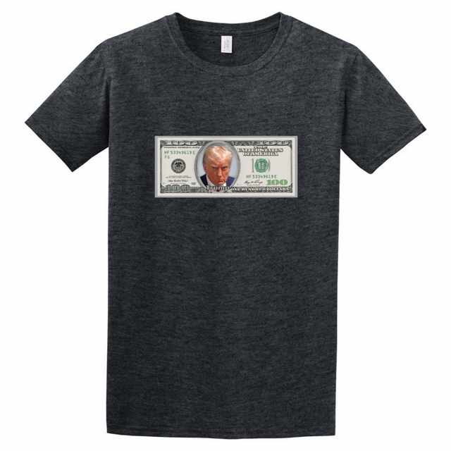 Trump 100 DOLLAR Bill Dark Heather Color T-shirt XXL