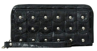 Wholesale Crocodile Pattern Solid Color Wristlet Wallet Black