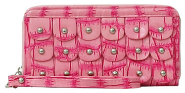 Wholesale Crocodile Pattern Solid Color Wristlet Wallet Rose Pink
