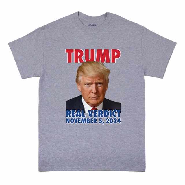 WHolesale Trump T-sHirt Real VerDict November 5,2024 SPORTS Gray