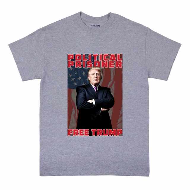 WHolesale Free Trump T-sHirt Political Prisoner SPORTS Gray XXL