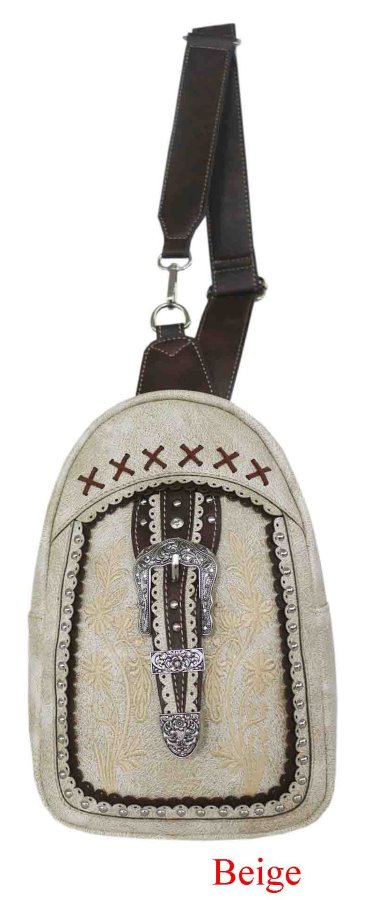 Wholesale BUCKLE Wallet Purse with Embroideries Beige