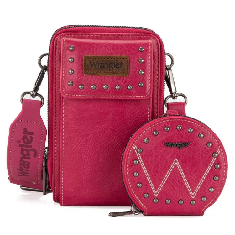 Wrangler Crossbody Cell Phone PURSE With COIN PURSE Hot Pink