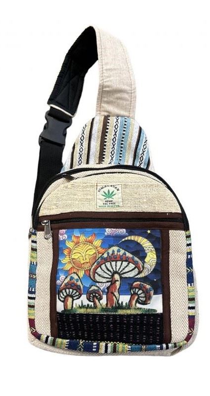 Wholesale Hemp SUN moon Four Mushrooms Crossbody Bag