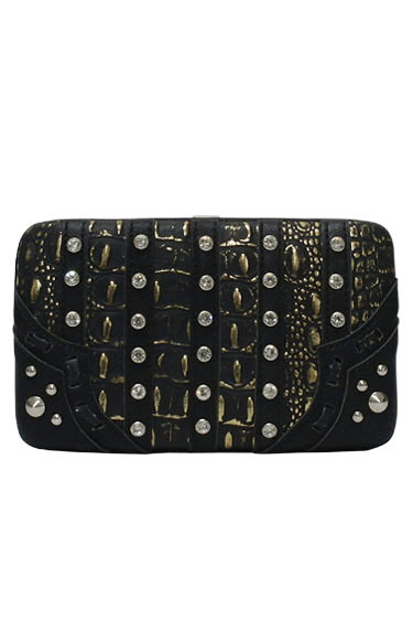 Wholesale Rhinestone Western WALLETS Black