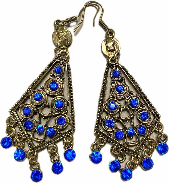 Wholesale Blue Color Rhinestone Vintage Earring