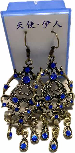 Wholesale Blue Color Rhinestone VINTAGE Earring