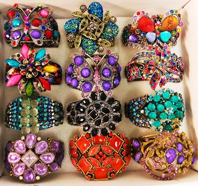 Wholesale Rhinestone Fancy Bangle Flower Assorted Colors & Styles