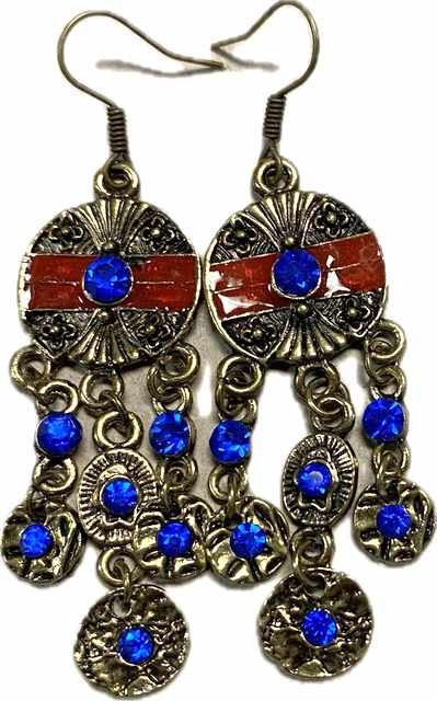 Wholesale Blue Color Rhinestone Vintage Earring