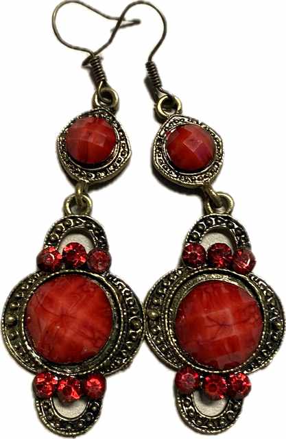 Wholesale Red Color Rhinestone Vintage EARRING