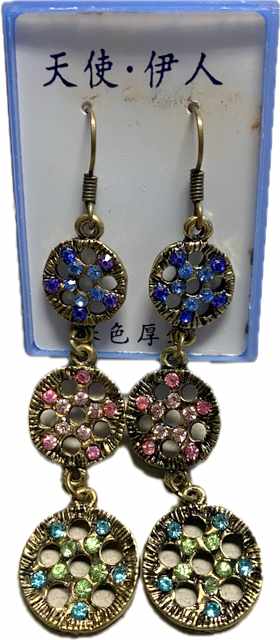 Wholesale Multi-color Rhinestone Vintage EARRING