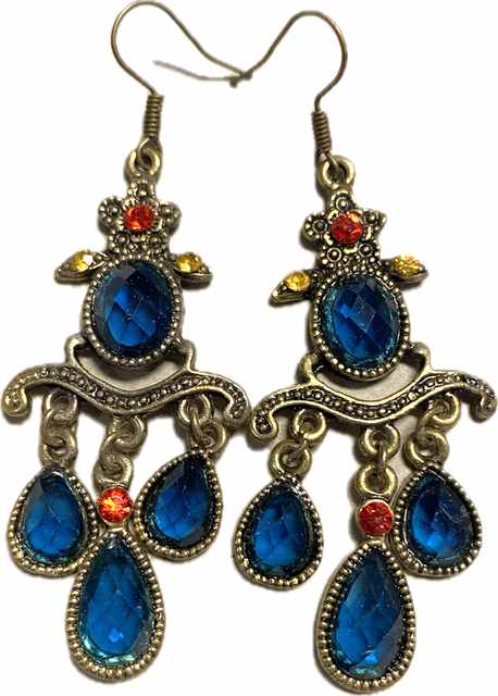 Wholesale Blue Color Rhinestone Vintage EARRING