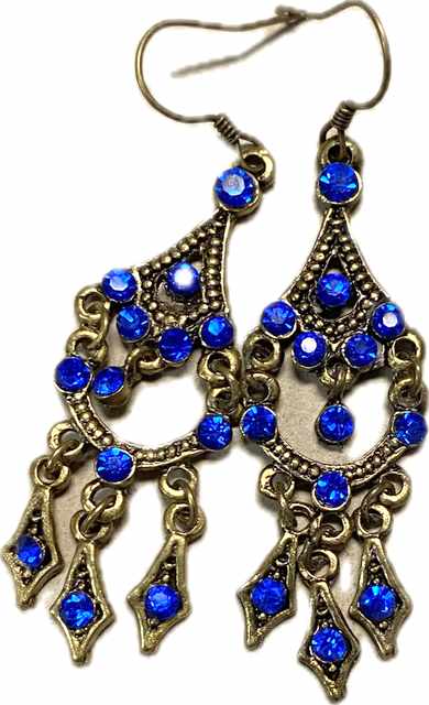 Wholesale Blue Color Rhinestone Vintage EARRING