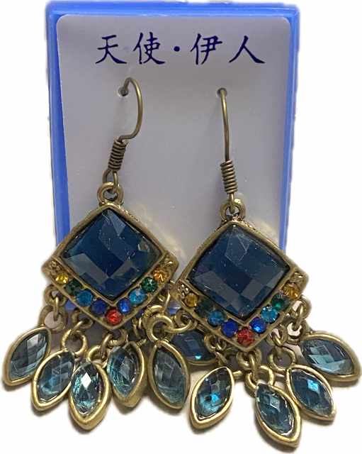 Wholesale Blue Color Rhinestone Vintage EARRING