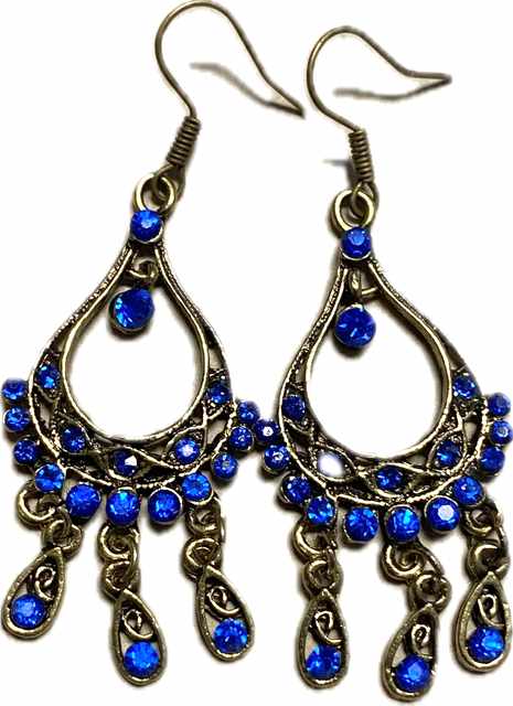 Wholesale Blue Color Rhinestone VINTAGE Earring