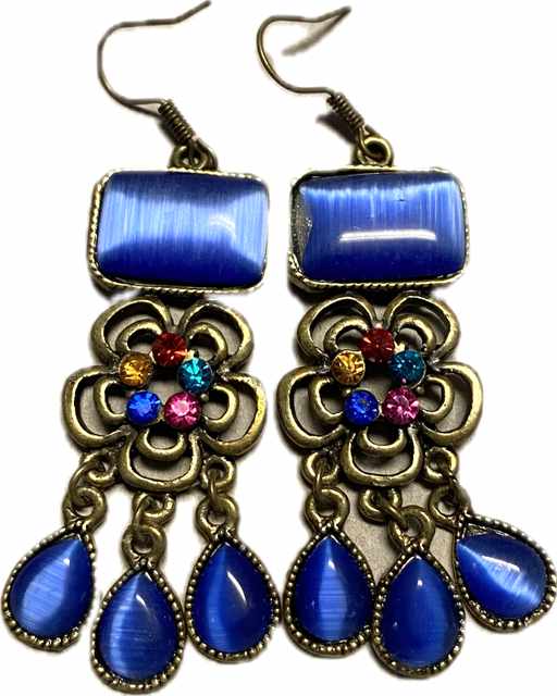 Wholesale Blue Color Rhinestone VINTAGE Earring