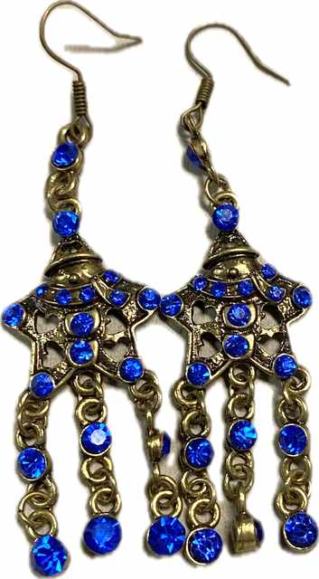 Wholesale Blue Color Rhinestone VINTAGE Earring