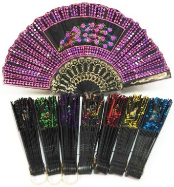 Wholesale Peacock Feather Design Sequins FANs Assorted