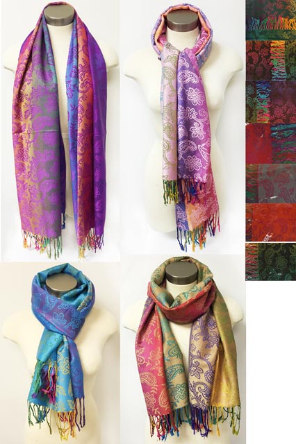 Wholesale Multi-colors Paisley Floral PASHMINA Assorted colors