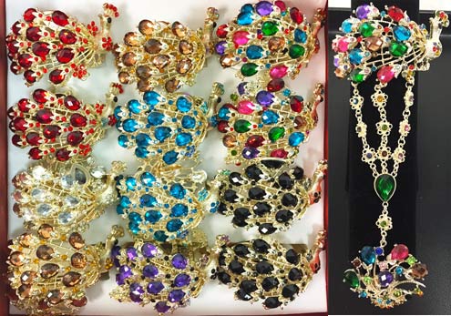 Wholesale Fancy Bangle Rhinestone Peacock Design Assorted