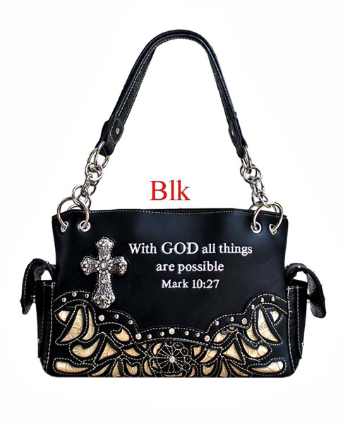 Wholesale Cross Design with God All Things Are Possible HANDBAG