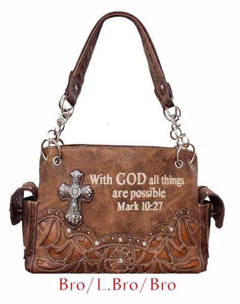Wholesale Cross Design with God All Things Are Possible HANDBAG