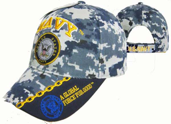 Official US Navy LICENSED NAVY & Navy Emblem Camo Cap/Hat