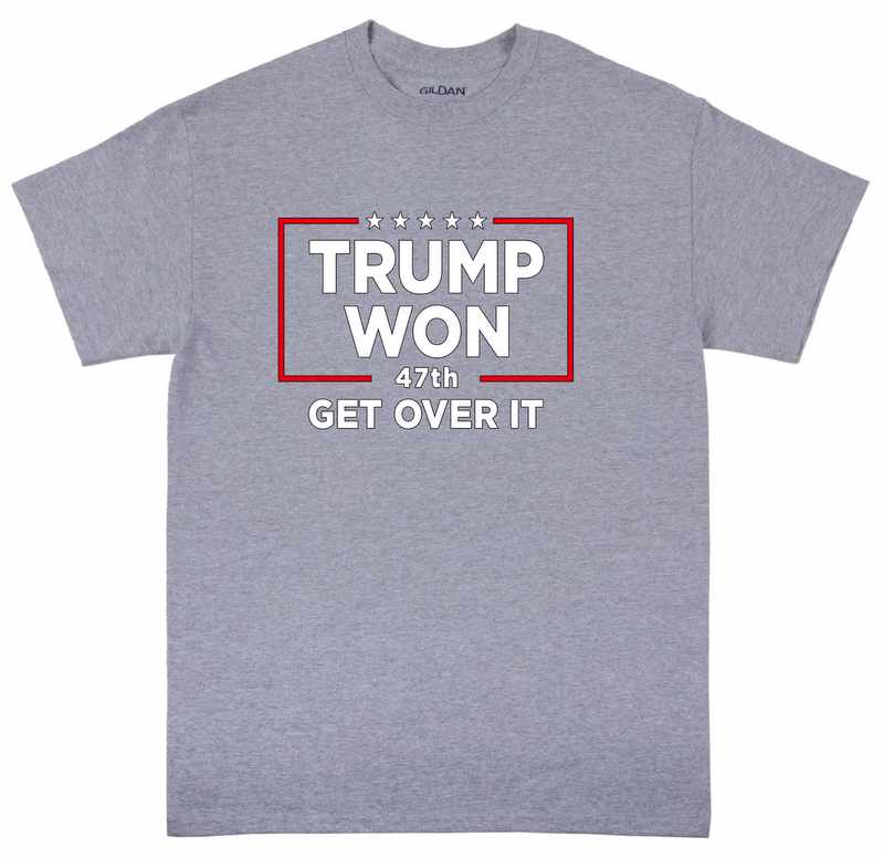 Trump ''Trump Won 47tH Get Over It'' SPORTS Gray Color T-sHirt XXL