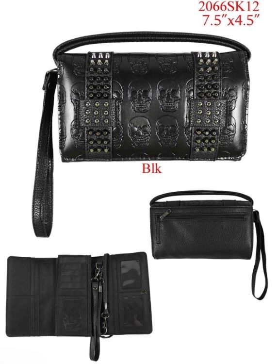 Wholesale Wallet Purse SKULL Design Black