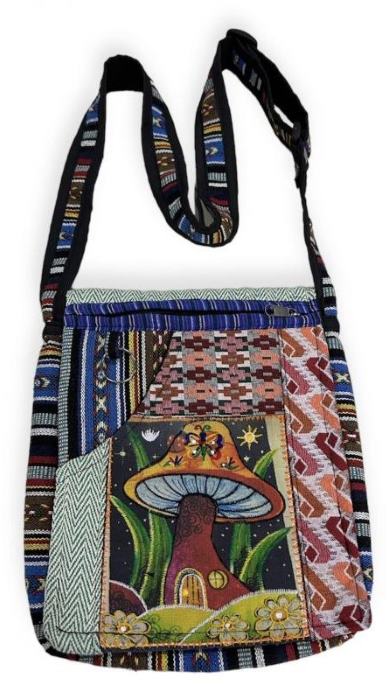 Wholesale COTTON Multi Mushroom Print Mini Crossbody Bag