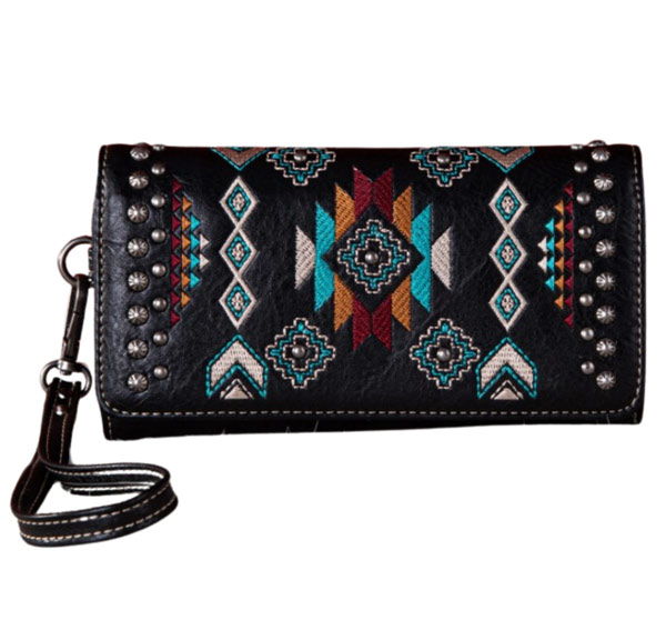 Montana West Embroidered Collection WALLET Black