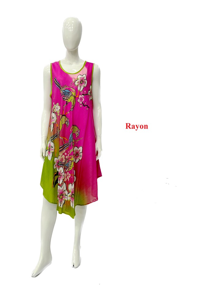 Wholesale Rayon FLRL Bird Printed round Neck Dress