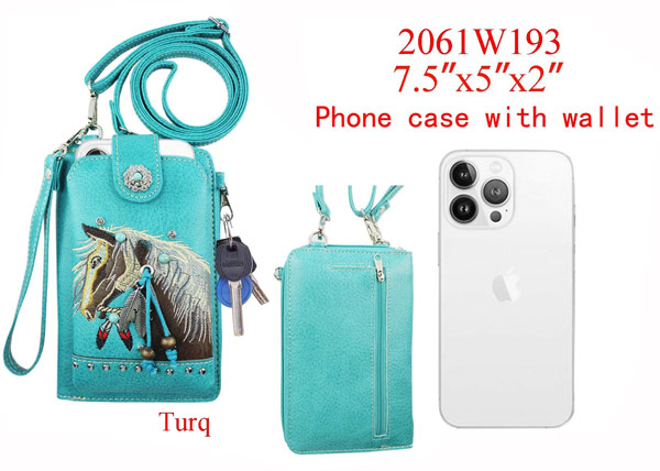Wholesale Phone Wallet HORSE Design Turquoise