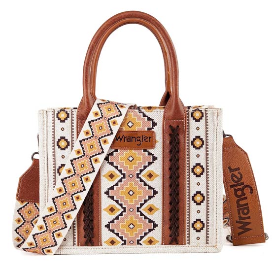 Wrangler Southwestern Print Small Canvas Tote/Crossbody - COFFEE