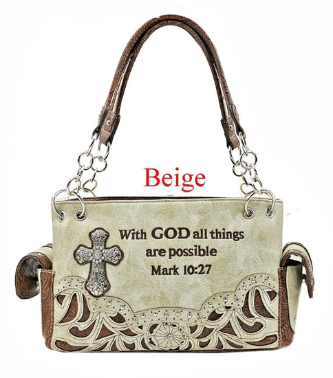 Wholesale Cross Design with God All Things Are Possible HANDBAG