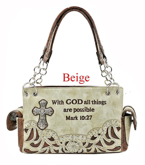 Wholesale Cross Design with God All Things Are Possible Handbag