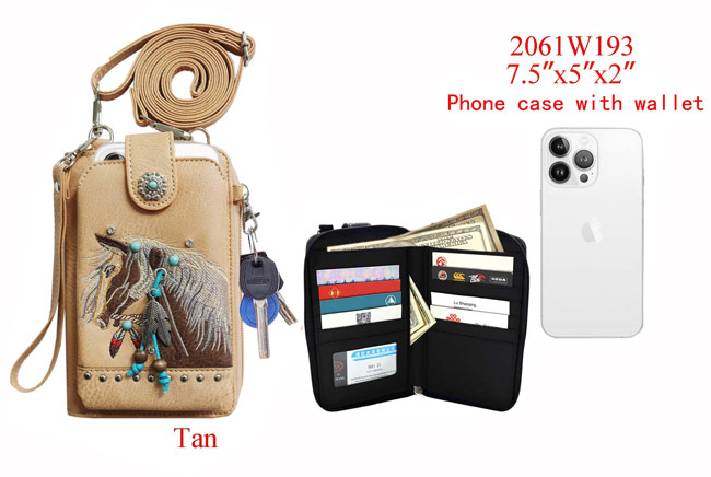 Wholesale Phone Wallet HORSE Design Turquoise