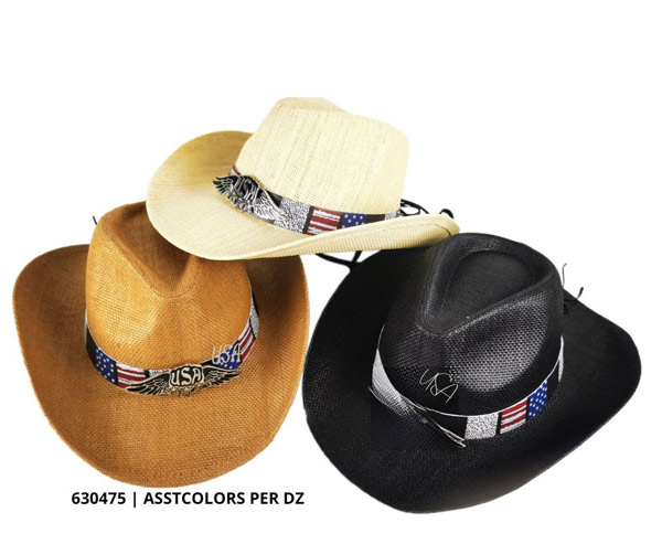 Wholesale Classic Woven COWBOY HAT with Metal USA Wing Design