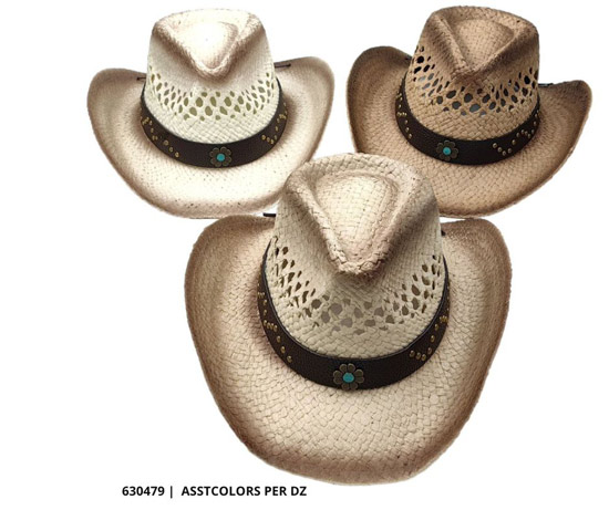 Wholeale Woven cowboy Hat Concho FLOWER Design